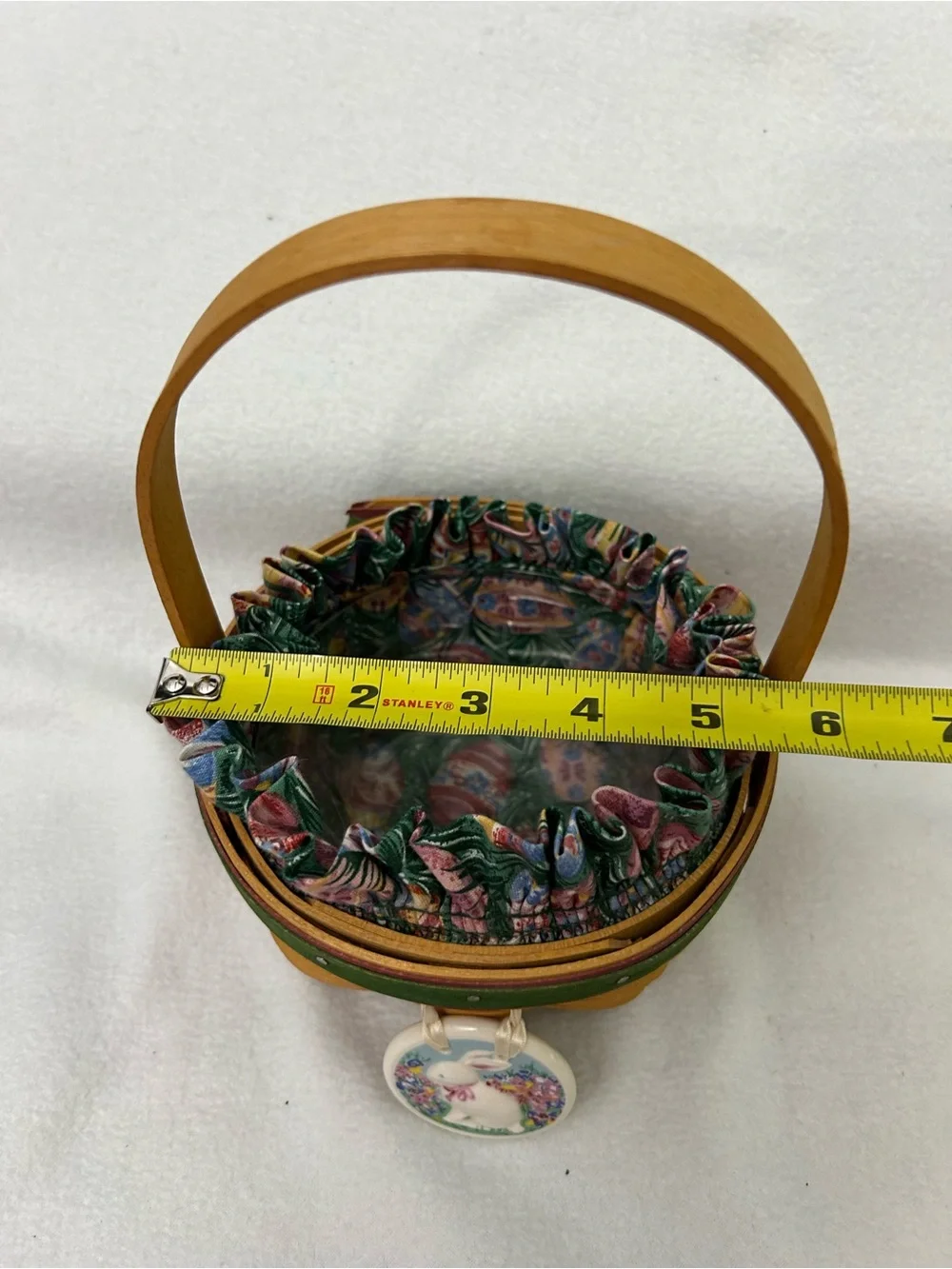 Longaberger 1999 Small Easter Basket with Fabric Liner and Bunny Medallion